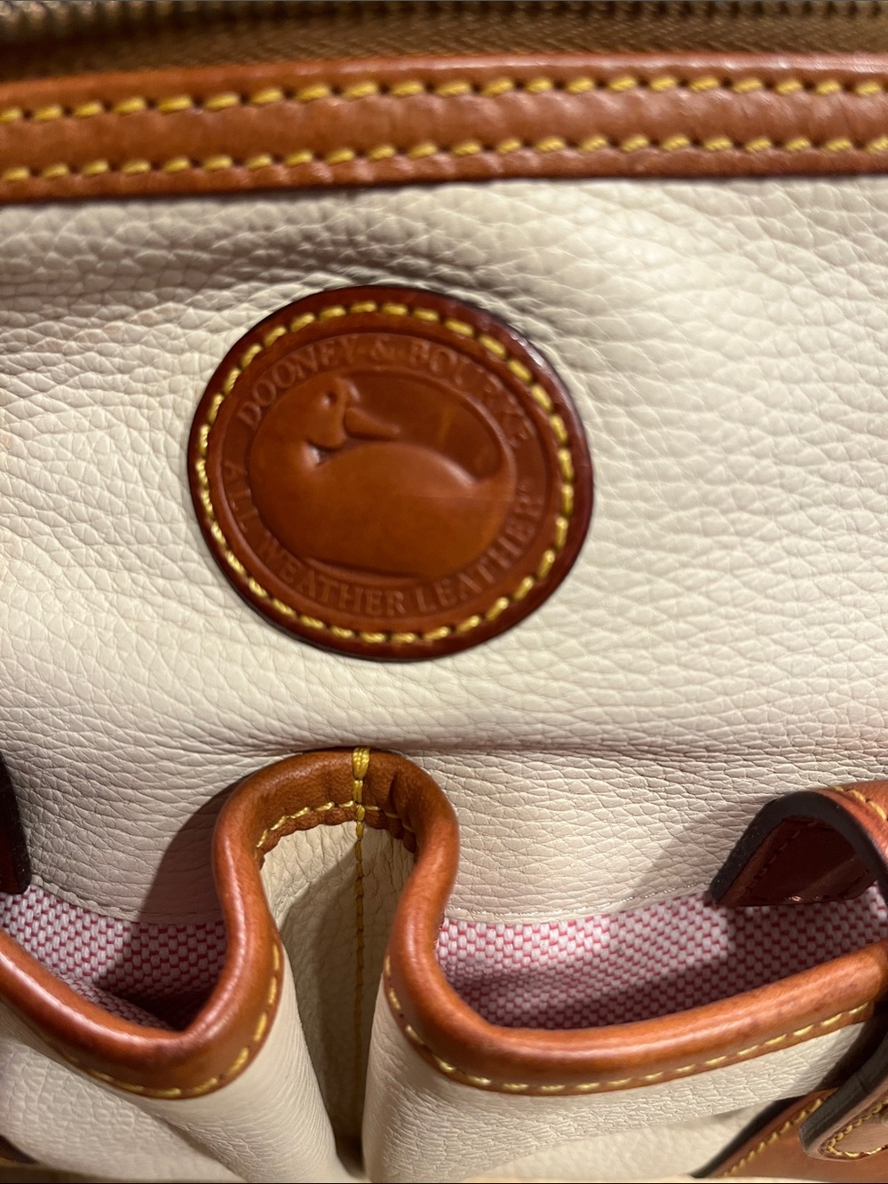 Dooney & Bourke Cream and Brown Leather-Trim Shoulder Bag - Picture 5 of 6